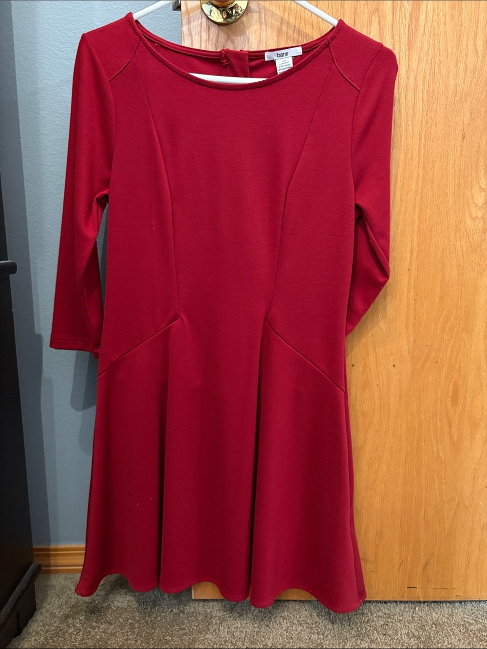 Bar III Women's Red Fit-and-Flare Dress-S